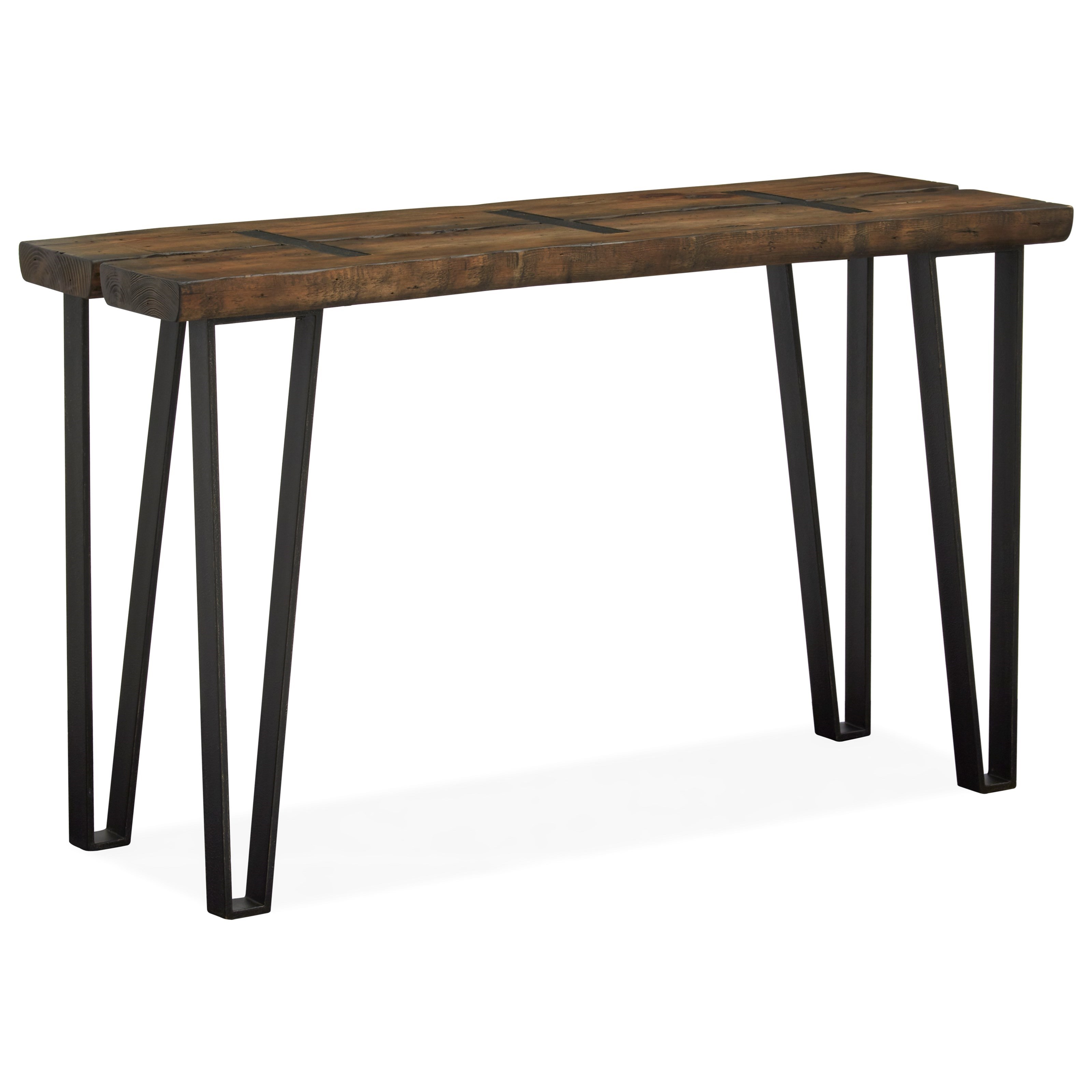 Magnussen Home Dartmouth T490473 Rustic Sofa Table with Metal